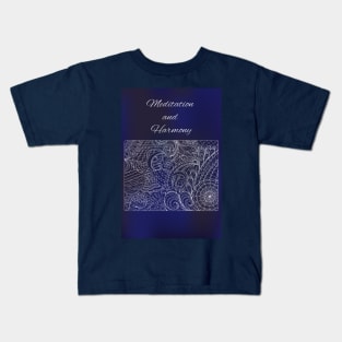 harmony white pattern on dark blue gradient Kids T-Shirt